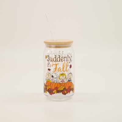 Peanuts Glass Tumbler with Bamboo Lid