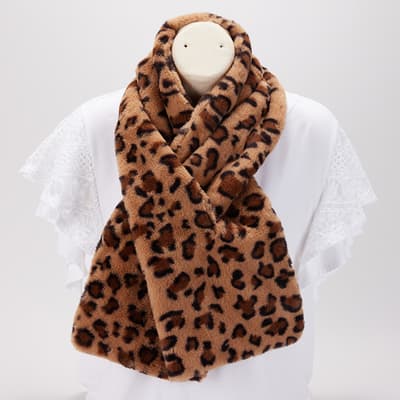 Leopard Faux Fur Pull-Thru Scarf