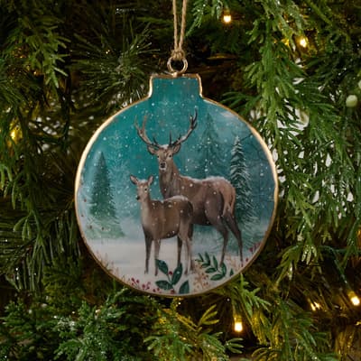 Deer Metal Disc Ornament