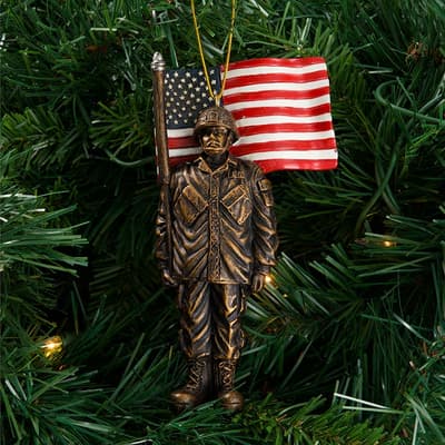 Solider with American Flag Ornament