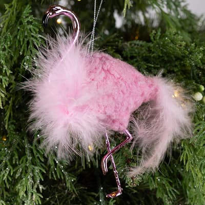 Flamingo With Feathers Ornament