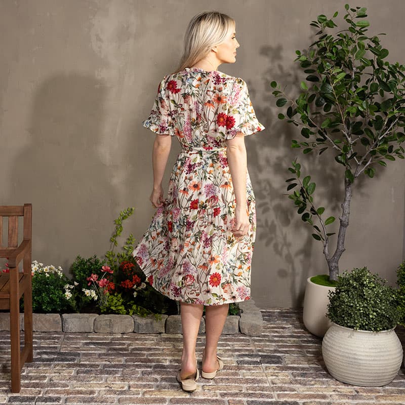 Ruffled Collar Floral Dress - Cracker Barrel