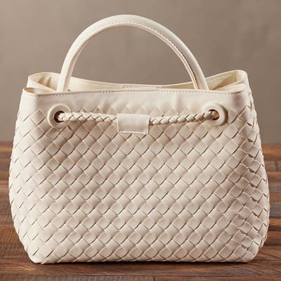 Ivory Woven Crossbody Satchel