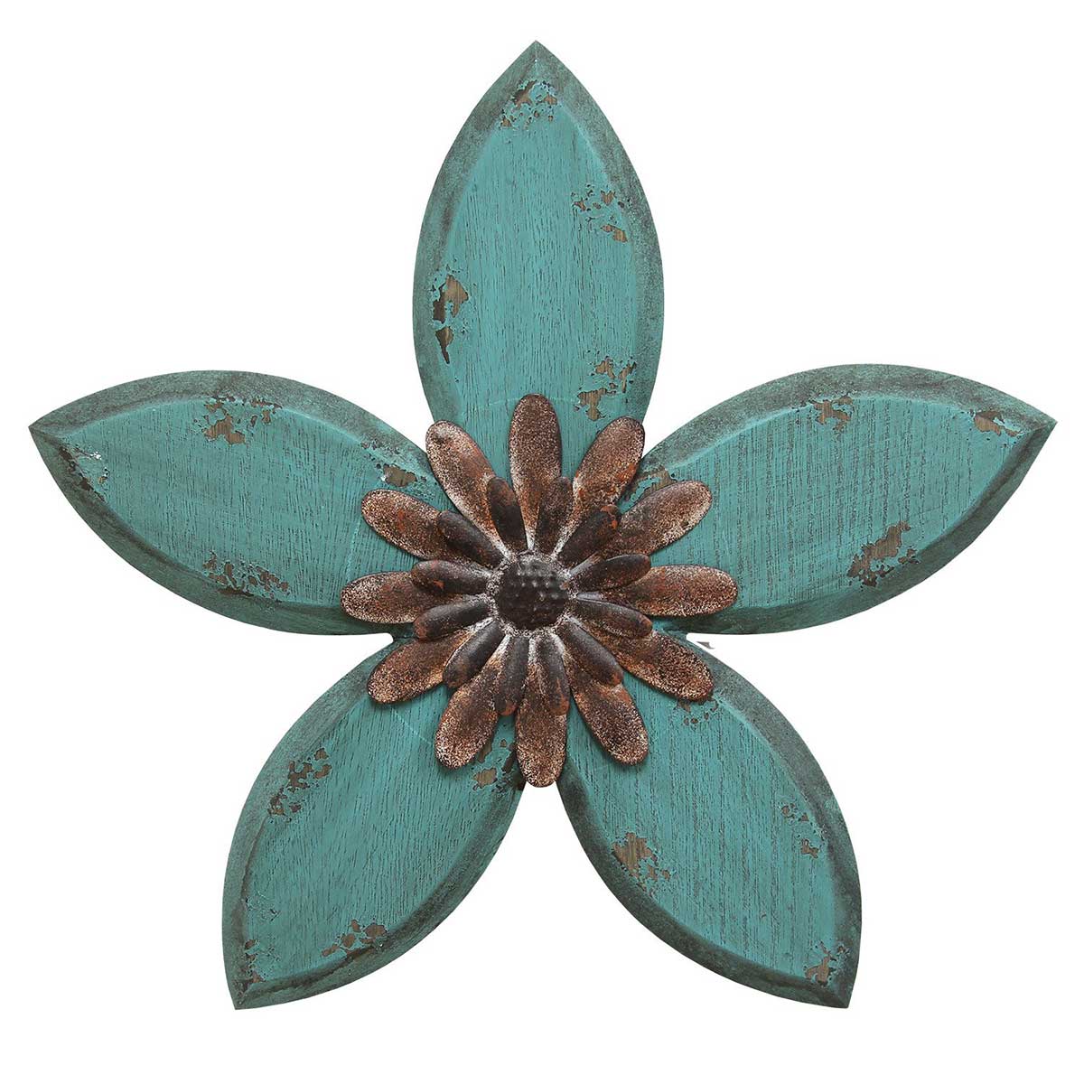 HandPainted Distressed Flower Wall Decor Blue Cracker Barrel