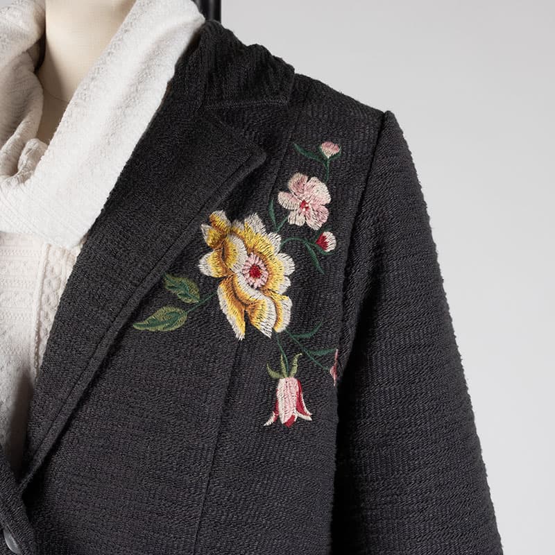 Charcoal Embroidered Coat - Cracker Barrel