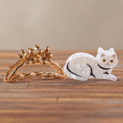 2 Pack Cat and Gold Claw Clip Set