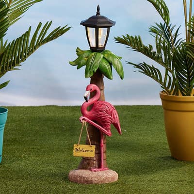 Solar Flamingo Lamp Post