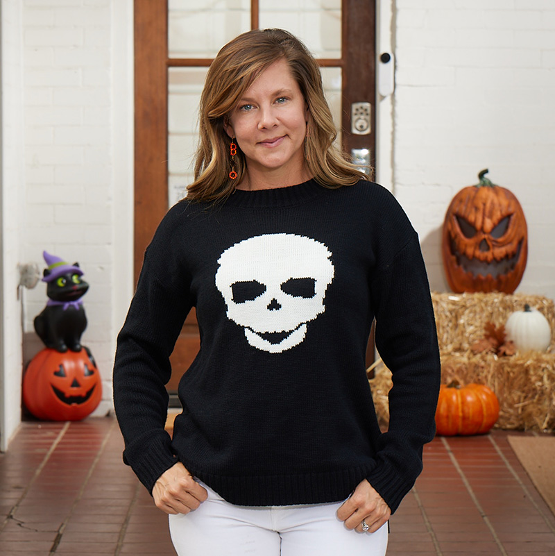 Skull Black Sweater Cracker Barrel