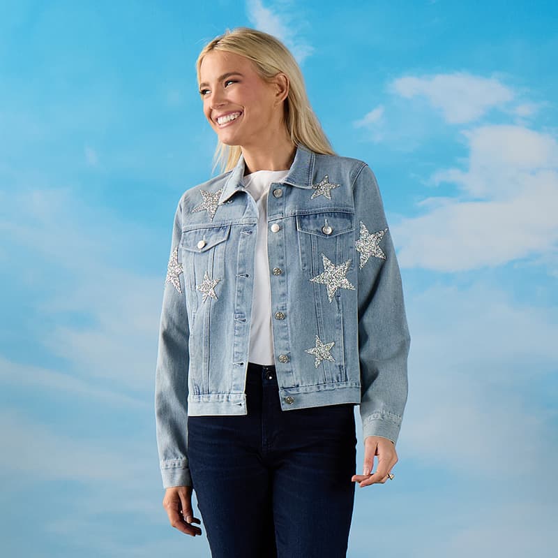 Bling Star Denim Jacket - Cracker Barrel