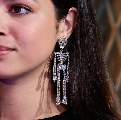 Silver Bling Skeleton Earrings