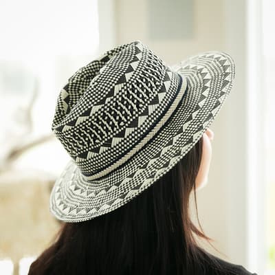 Black and White Woven Fedora