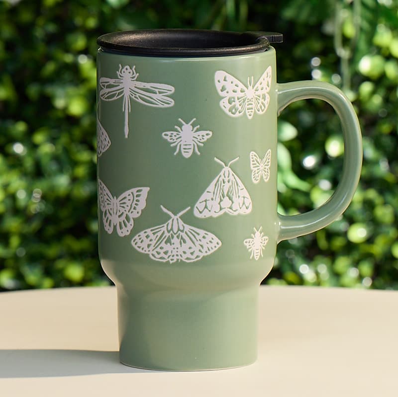 Wax Resist Garden 18 Oz. Travel Mug - Cracker Barrel