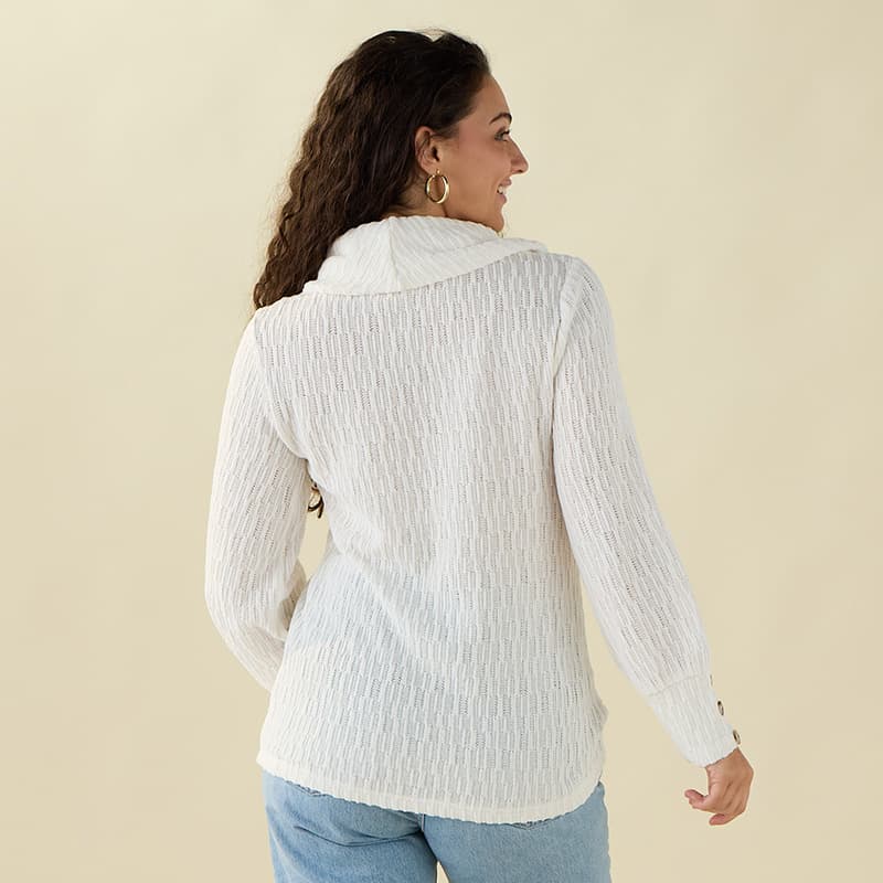 Ivory Chenille Cowl Neck Sweater - Cracker Barrel