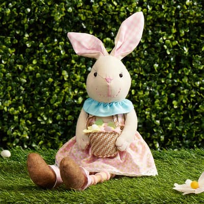 Fabric Bunny Sitter with Flower Basket