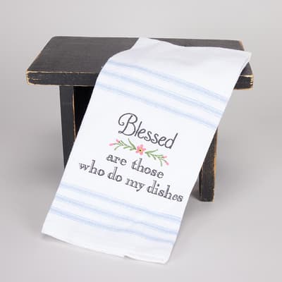 Blessed Embroidered Tea Towel