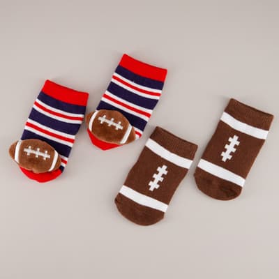 Infant 2 Pack Football Rattle Sock Set