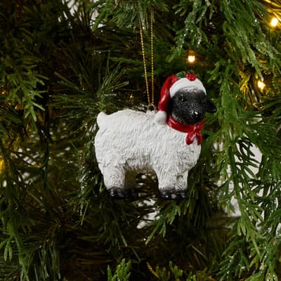 Sheep With Santa Hat Ornament