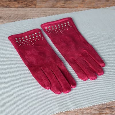 Bright Pink Bling Cuff Gloves