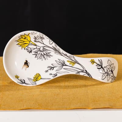 Floral Stoneware Spoon Rest