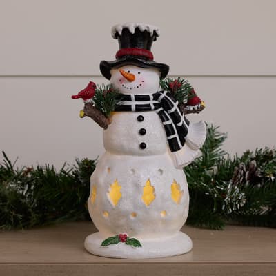 LED Snowman With Black Scarf