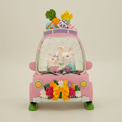 Led Bunny Truck Glitter Globe
