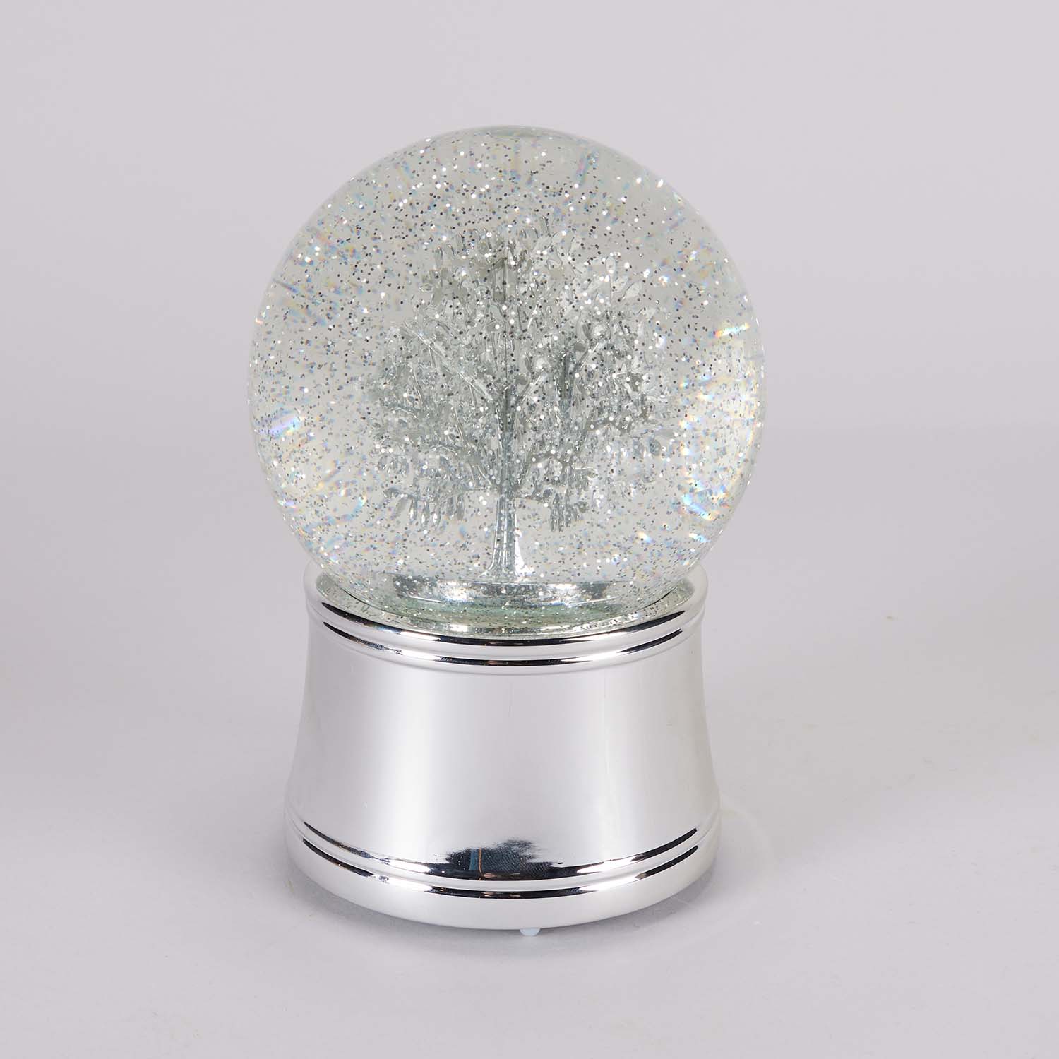 Silver Tree Glitter Globe Cracker Barrel