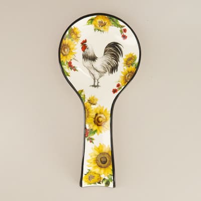 Stoneware Rooster Spoon Rest