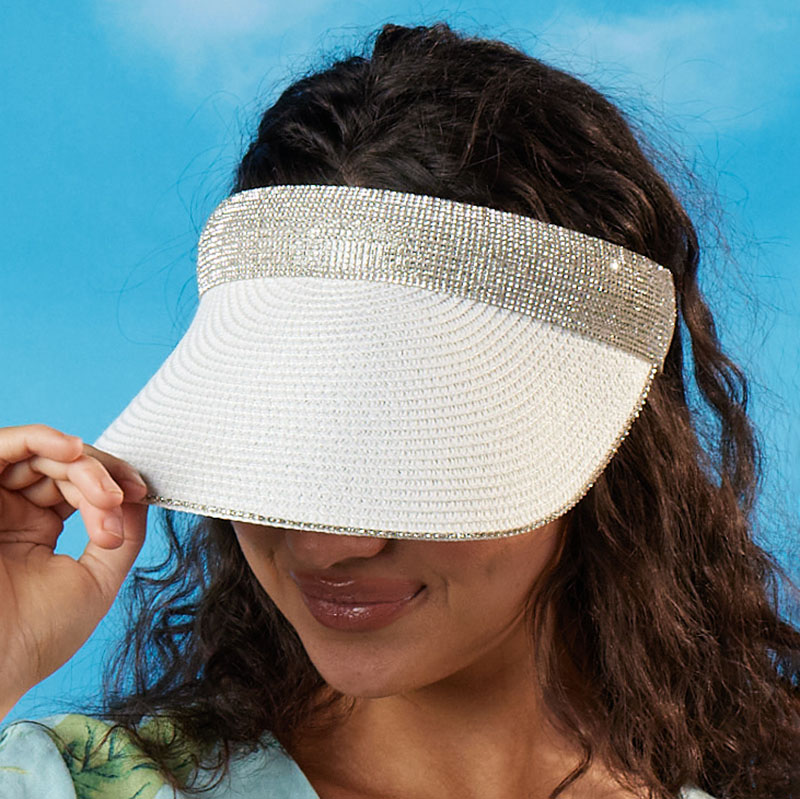 Bling Brim White Woven Visor - Cracker Barrel display picture 3