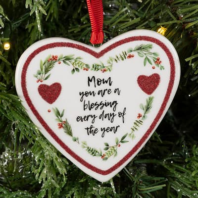 Mom Ceramic Heart Ornament