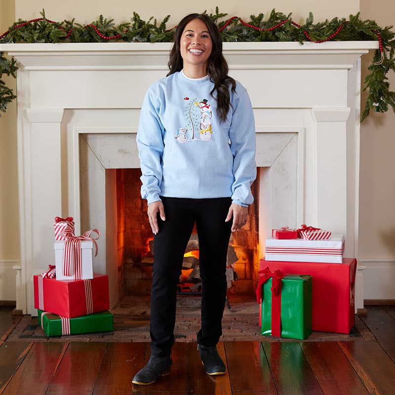 Snowman Tree Blue Pullover