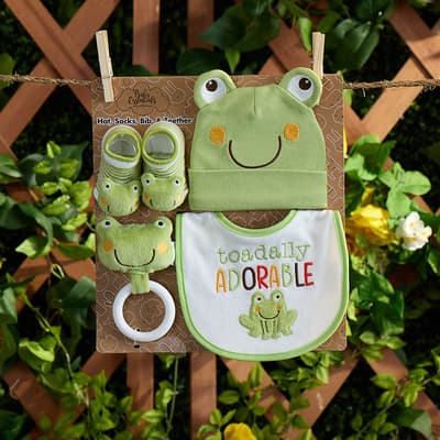 Infant Toadally Frog Bib and Hat Set