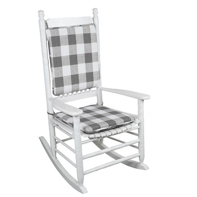 Gray Non-Slip Check Rocking Chair Cushion Set