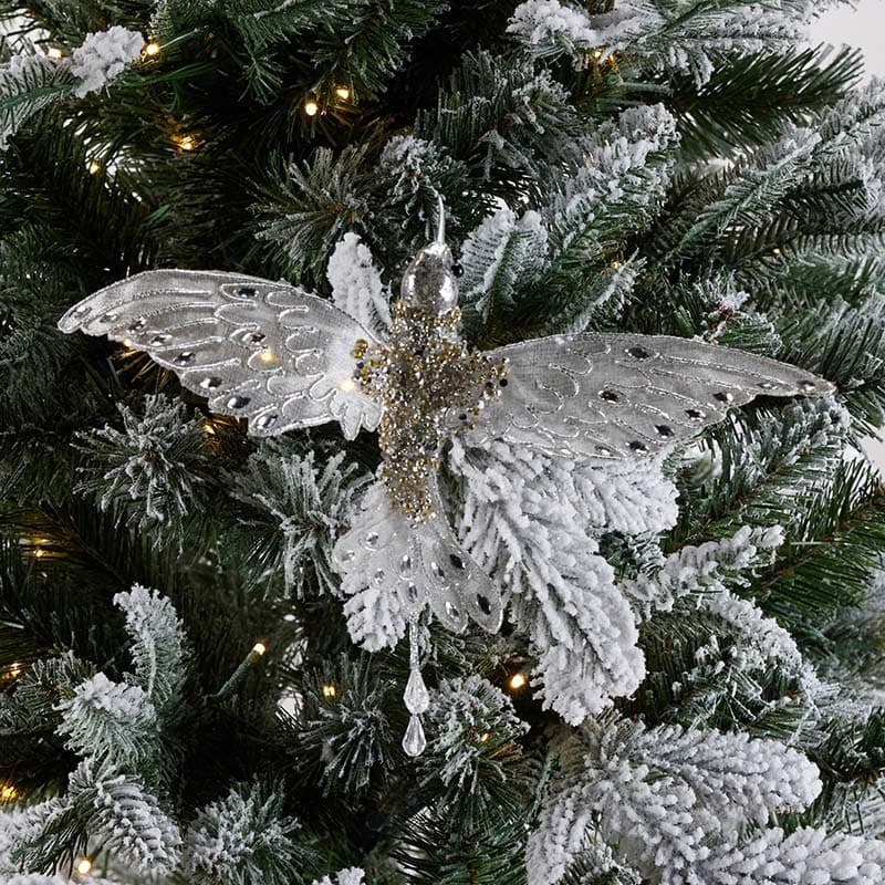 White Glitter Butterfly Clip Ornament - Cracker Barrel