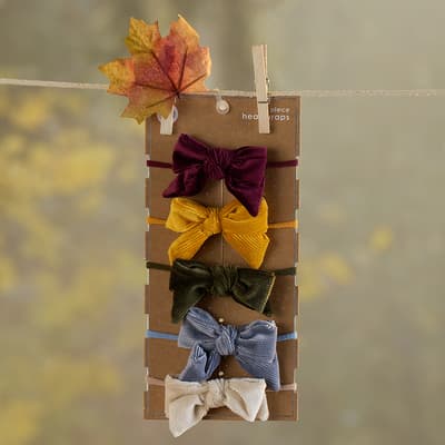 Infant 5 Pack Corduroy Bow Headbands