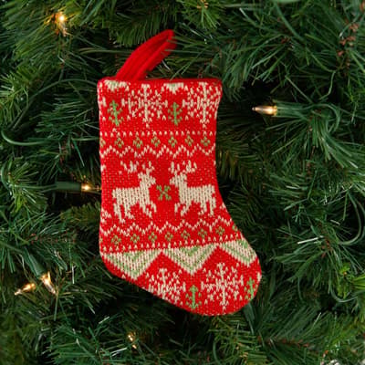 8" Mini Knit Stocking Ornament - Red