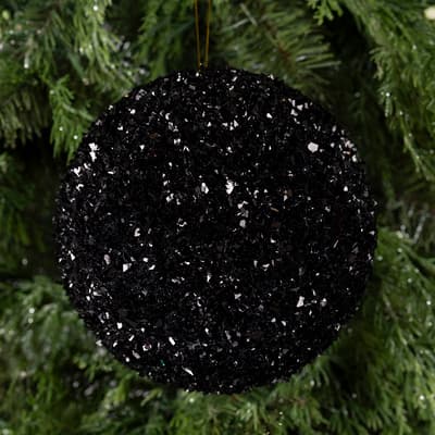 Jumbo Black Tinsel Ball Ornament