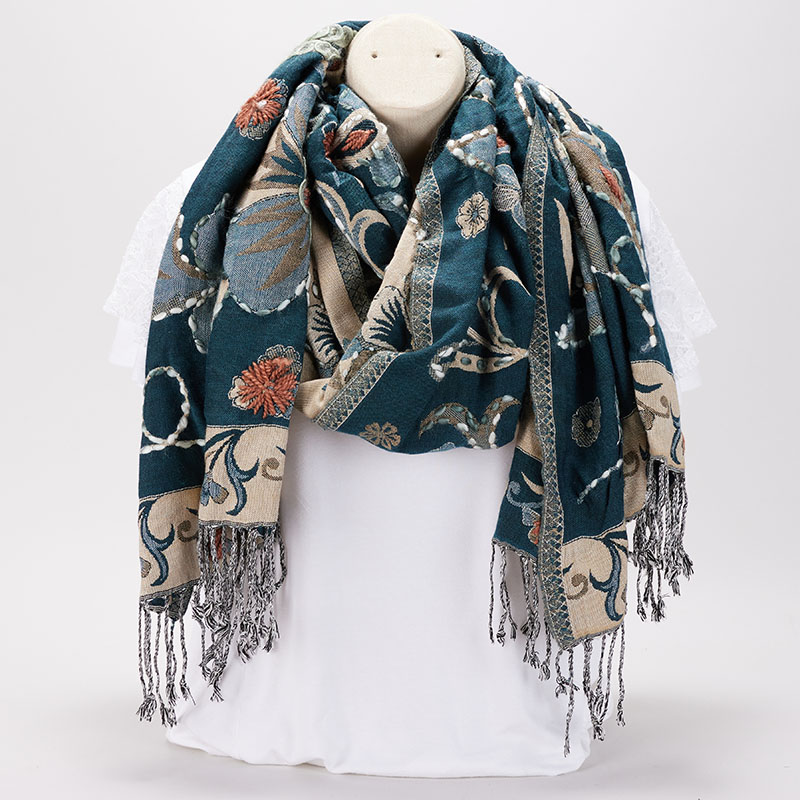 Teal Floral and Paisley Scarf - Cracker Barrel