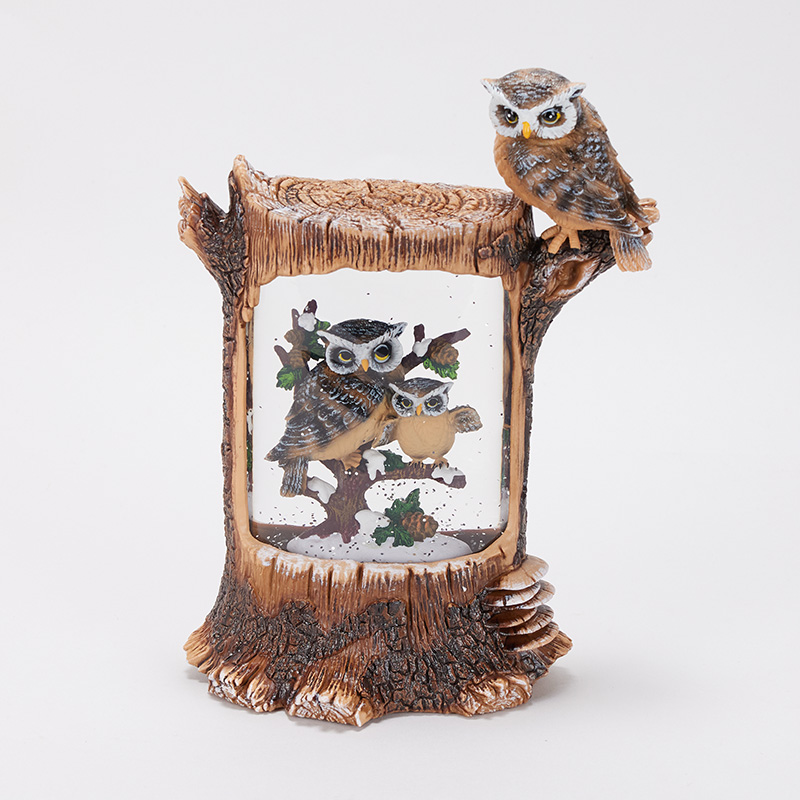 Owl Stump Glitter Globe Cracker Barrel