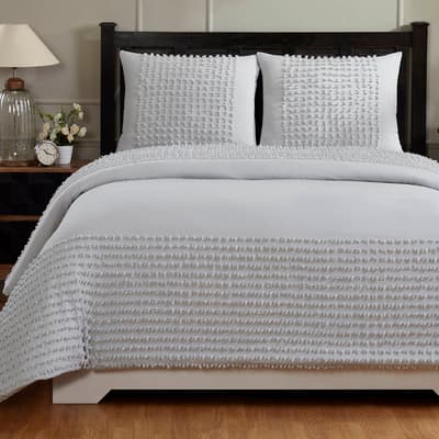 Olivia Grey Tufted Chenille Comforter - Queen