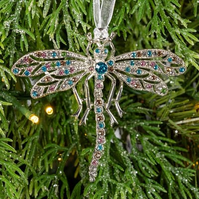 Multi Colored Jeweled Dragonfly Ornament