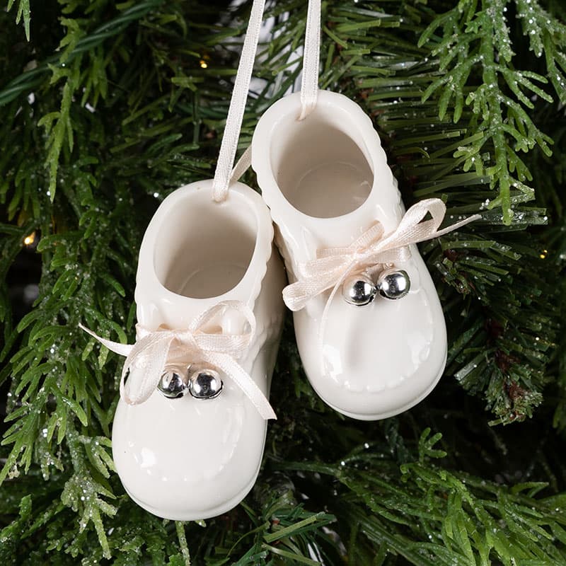 Ceramic Baby Shoes Ornament Pink Cracker Barrel