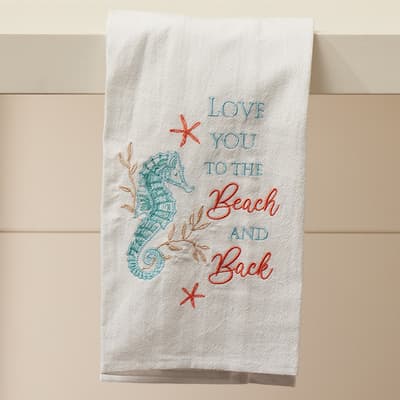 Beach And Back Embroidered Flour Sack Towel
