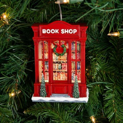 Bookshop Glitter Globe Ornament