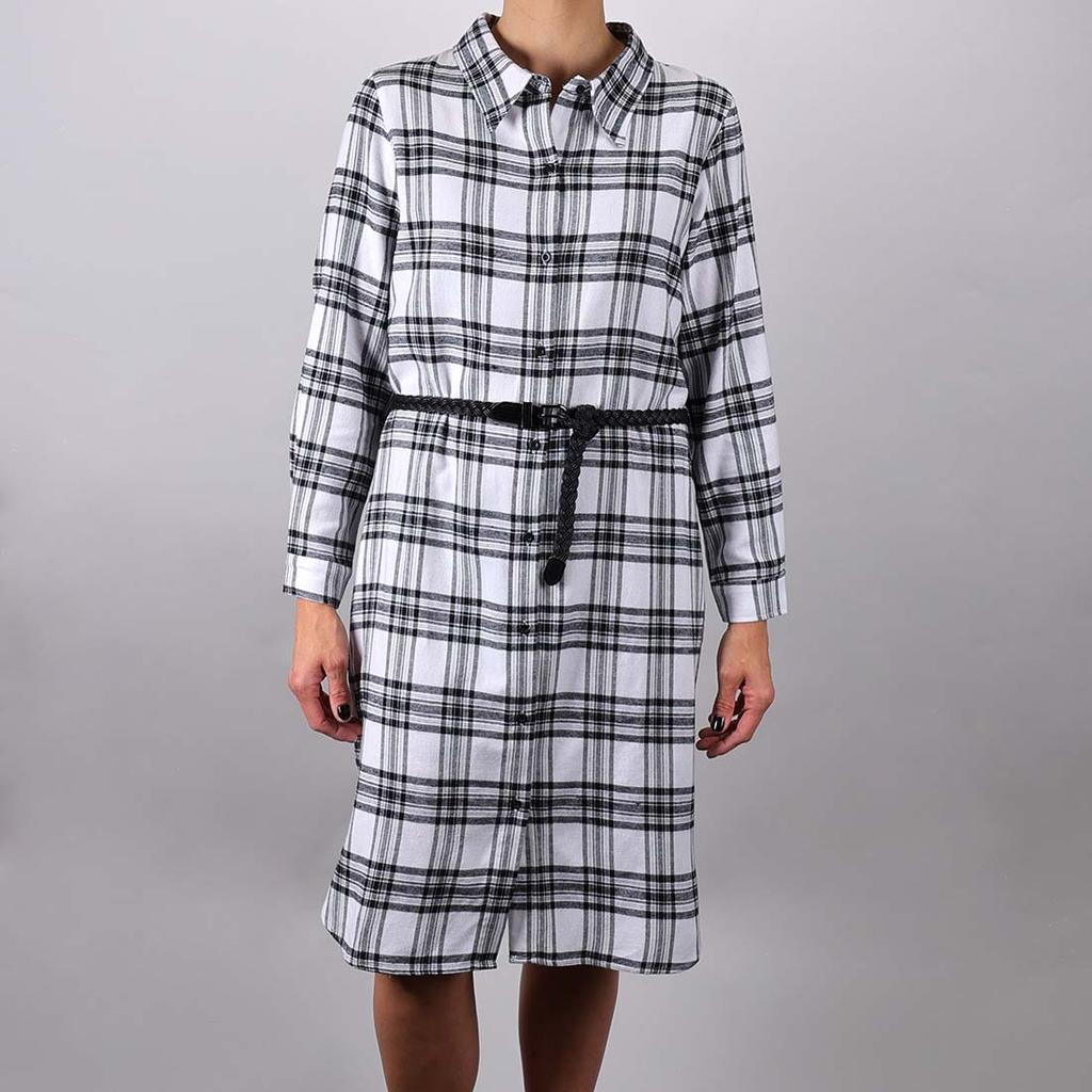 plaid shirt dress black and white Black and White Plaid Dress with Belt