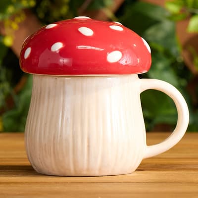 Stoneware Mushroom Mug with Lid