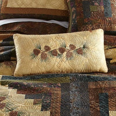 Cabin Raising Pine Cone Rustic Patchwork Throw Blanket by Donna Sharp