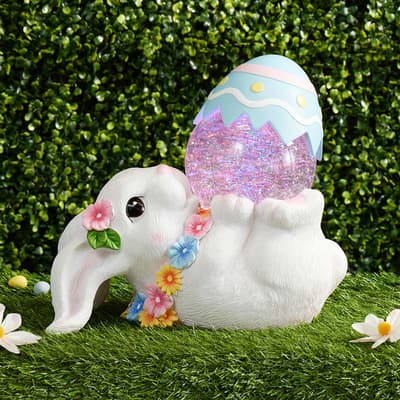 Bunny Holding Egg Glitter Globe