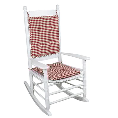 Red Non-Slip Gingham Rocking Chair Cushion Set