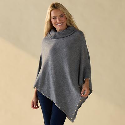 Pearl Trim Sweater Poncho