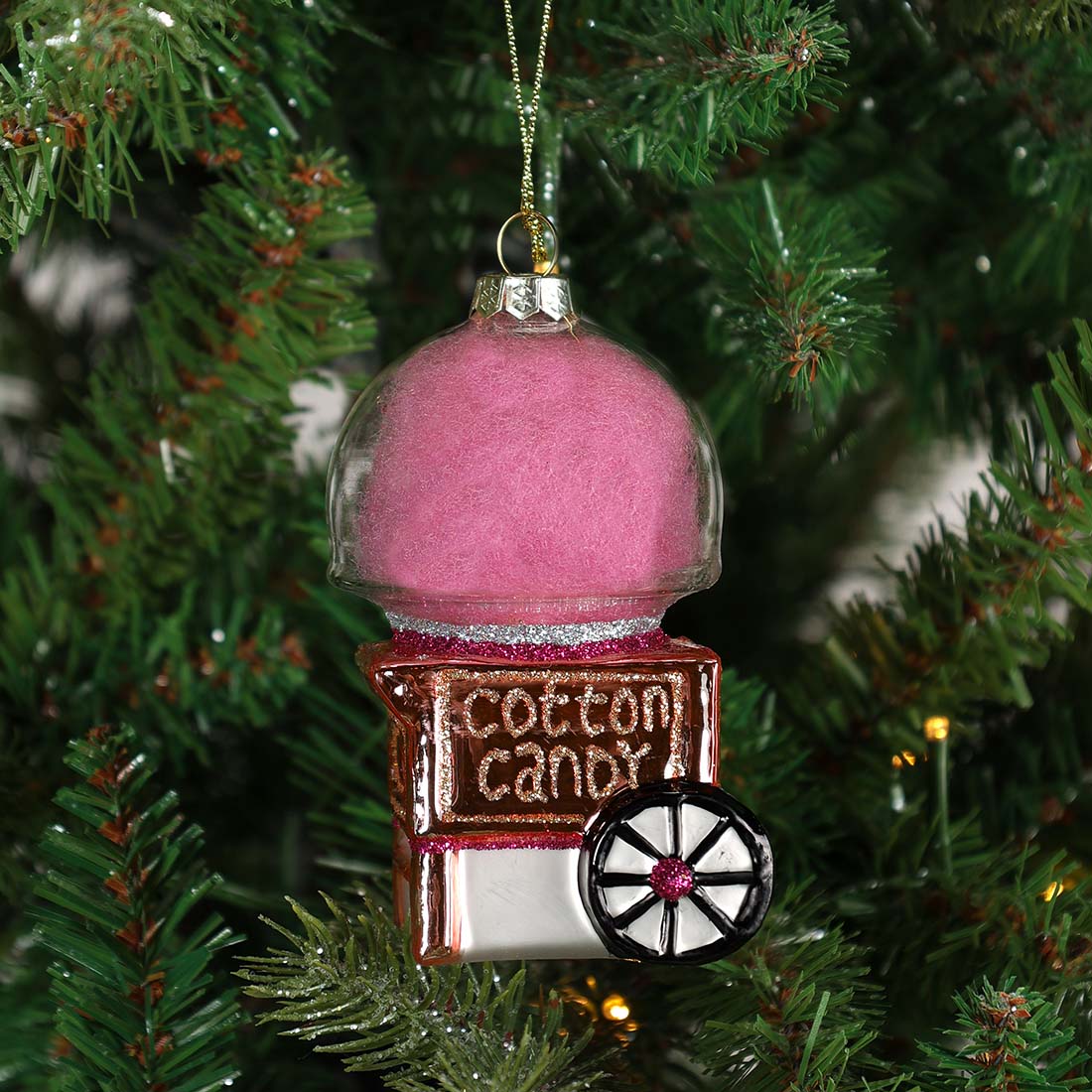 Glass Cotton Candy Cart Ornament